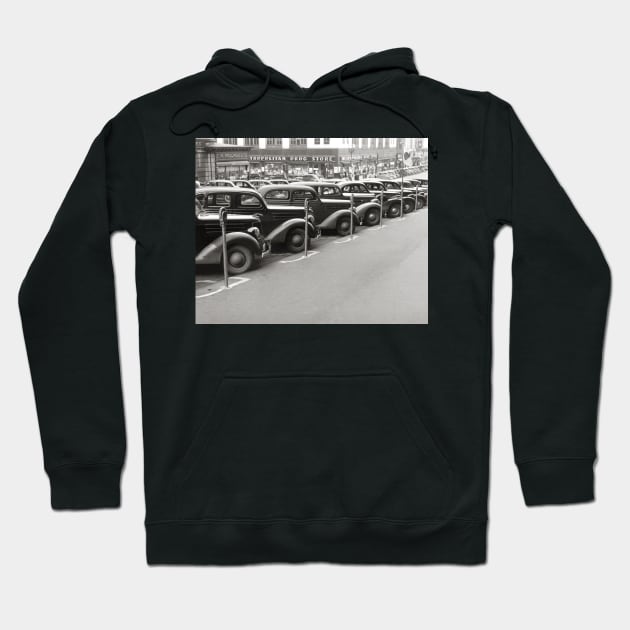 Automobiles in Omaha, 1938. Vintage Photo Hoodie by historyphoto